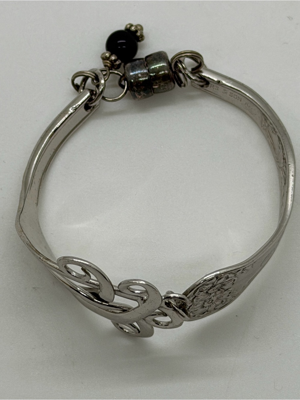 Vintage WM ROGERS MFG CO ORIGINAL Signed Scrolled Cuff Fork Silverware Bracelet - Picture 2 of 7